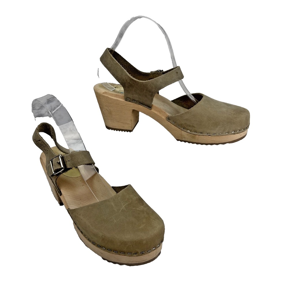 Lotta From Stockholm Highwood Mary Jane Clogs Size 41 EU 9.5 US Taupe Nubuck